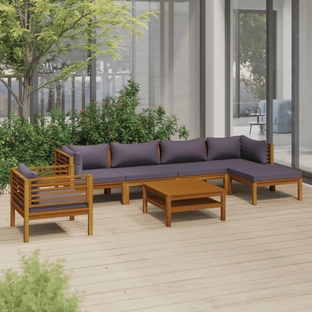 vidaXL 7 Piece Patio Lounge Set with Cushion Solid Acacia Wood, 3086898