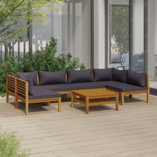 vidaXL 7 Piece Patio Lounge Set with Cushion Solid Acacia Wood, 3086915