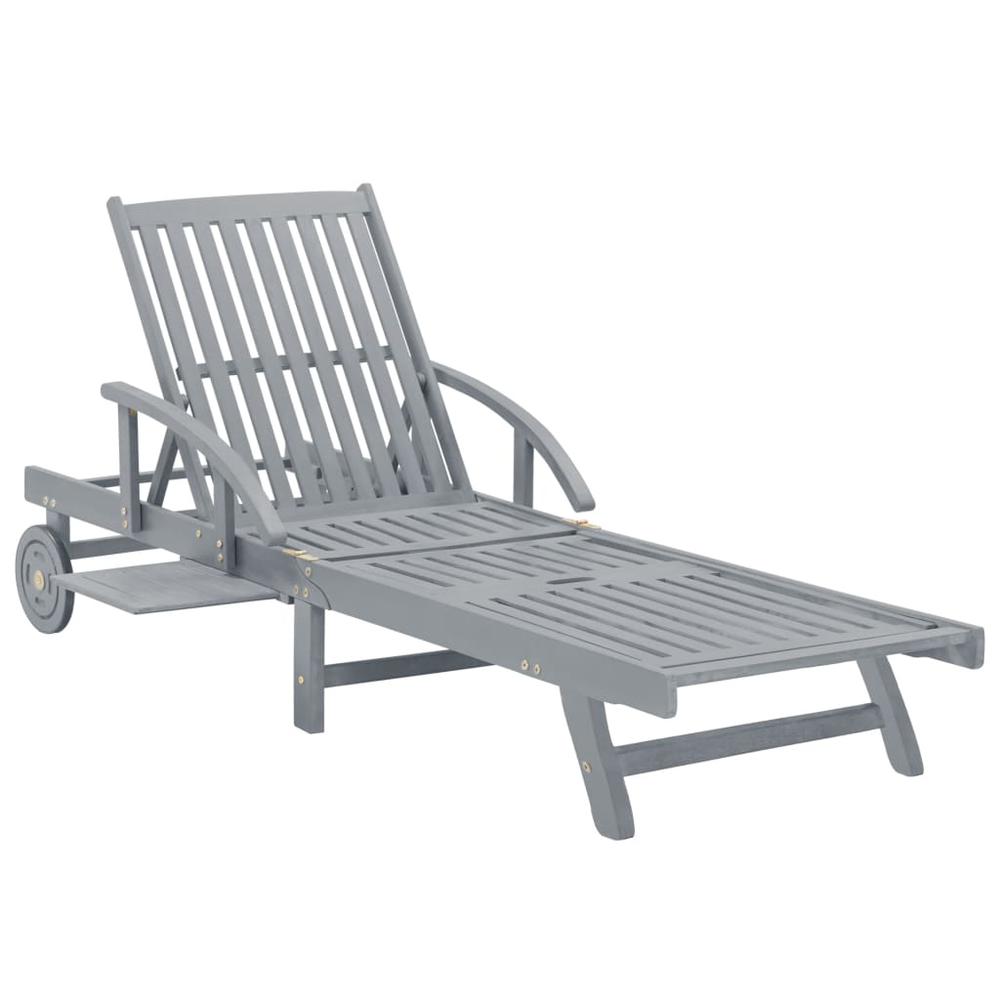 vidaXL Garden Sun Lounger Gray Solid Acacia Wood, 45939