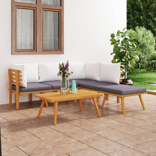 vidaXL 6 Piece Patio Lounge Set with Cushions Solid Acacia Wood, 3087005