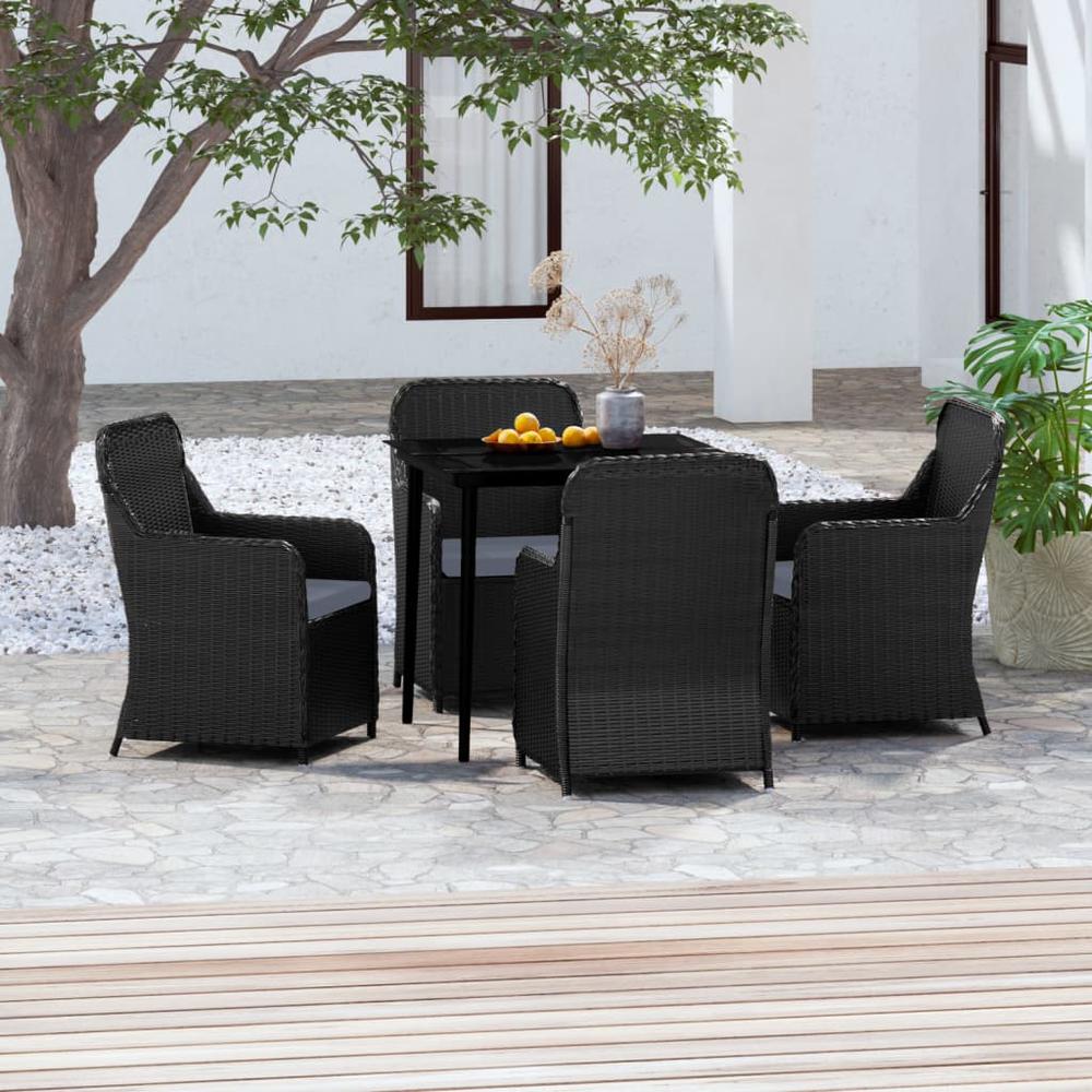 vidaXL 5 Piece Patio Dining Set with Cushions Black, 3099542