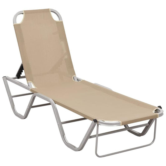 vidaXL Sun Lounger Aluminum and Textilene Cream