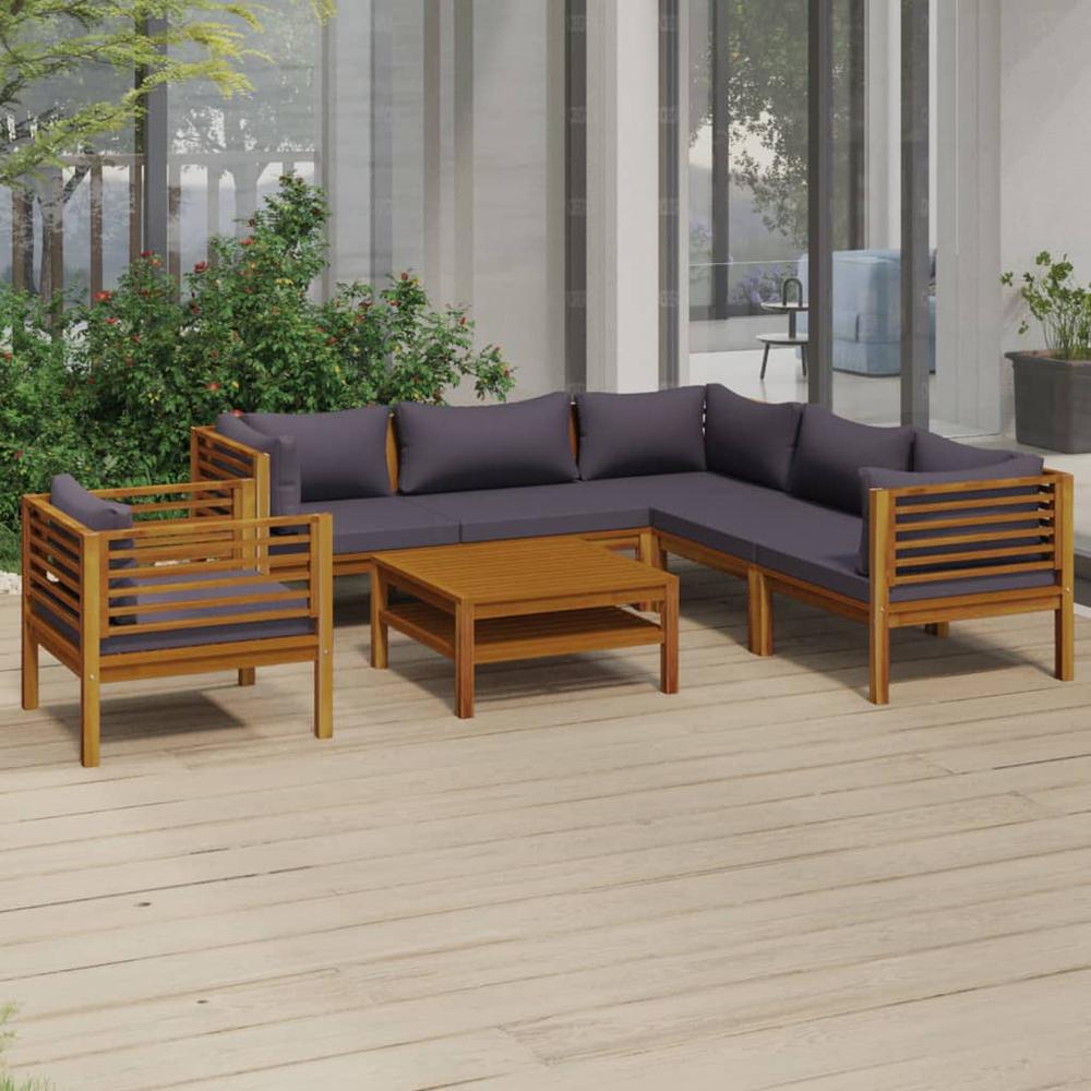 vidaXL 7 Piece Patio Lounge Set with Cushion Solid Acacia Wood, 3086906