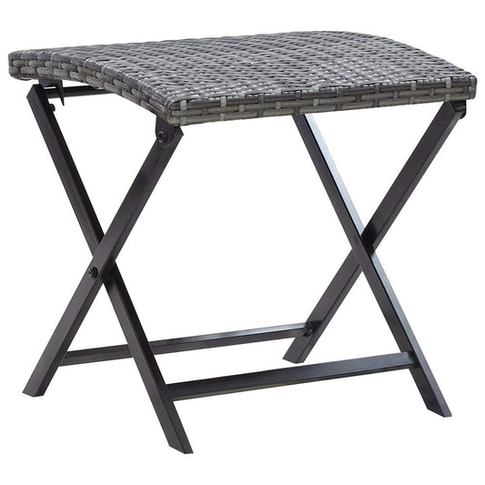 vidaXL Folding Stool Poly Rattan Gray