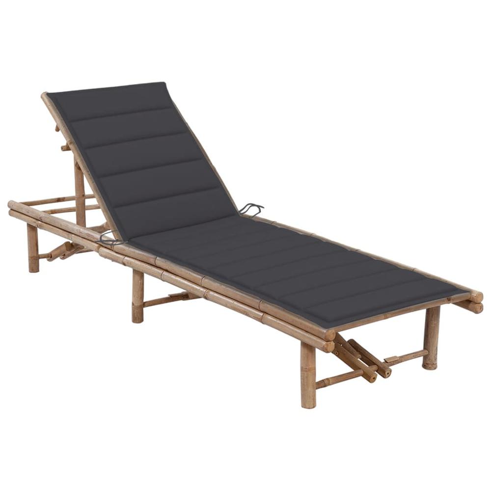 vidaXL Patio Sun Lounger with Cushion Bamboo, 3061632