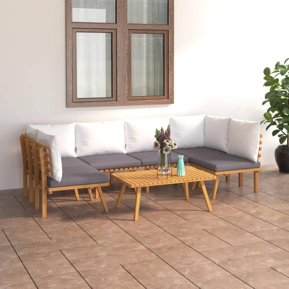 vidaXL 7 Piece Patio Lounge Set with Cushions Solid Acacia Wood, 3087024