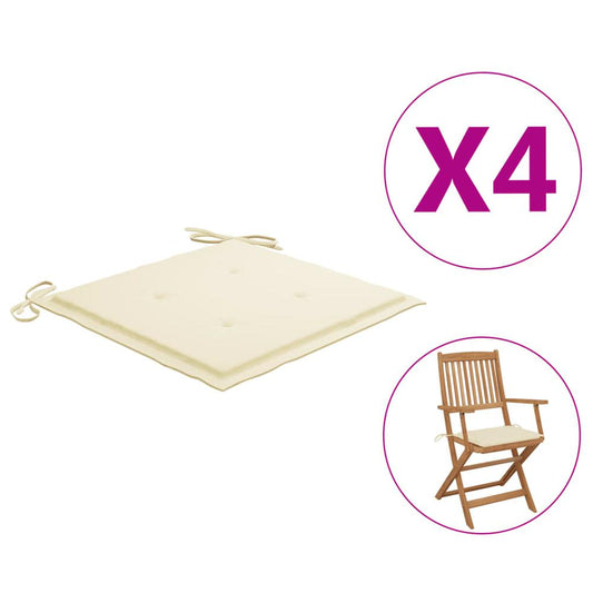 vidaXL Garden Chair Cushions 4 pcs Cream 15.7"x15.7"x1.2", 47590