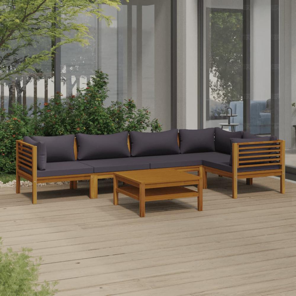 vidaXL 6 Piece Patio Lounge Set with Cushion Solid Acacia Wood, 3086918