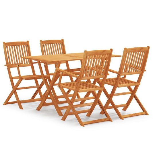 vidaXL 5 Piece Folding Patio Dining Set Solid Eucalyptus Wood, 3087151