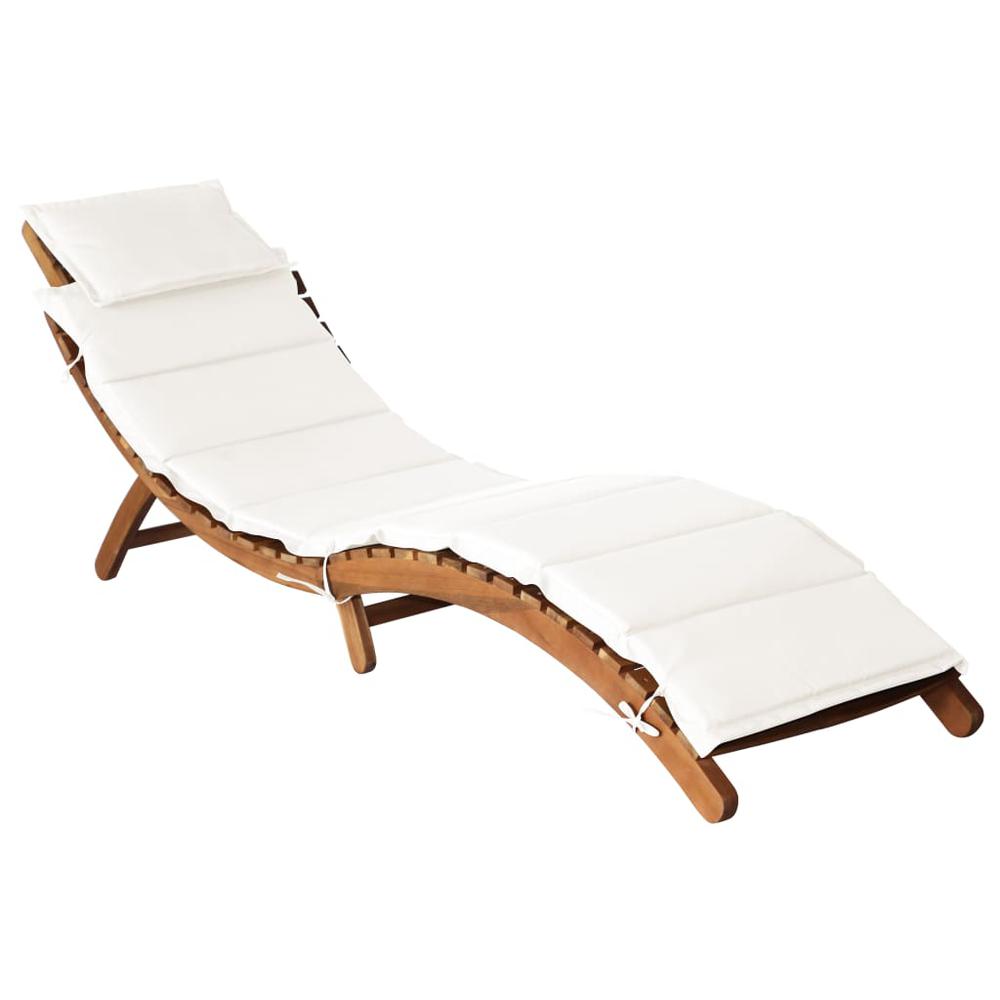 vidaXL Sun Lounger with Cushion Solid Acacia Wood Cream, 46652