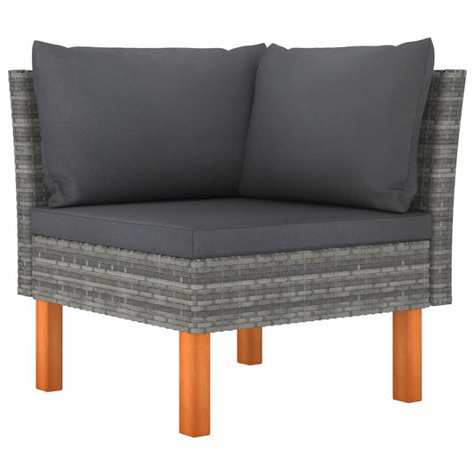 vidaXL Corner Sofa Poly Rattan and Solid Eucalyptus Wood