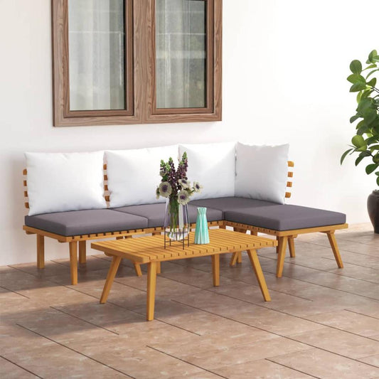 vidaXL 5 Piece Patio Lounge Set with Cushions Solid Acacia Wood, 3087002