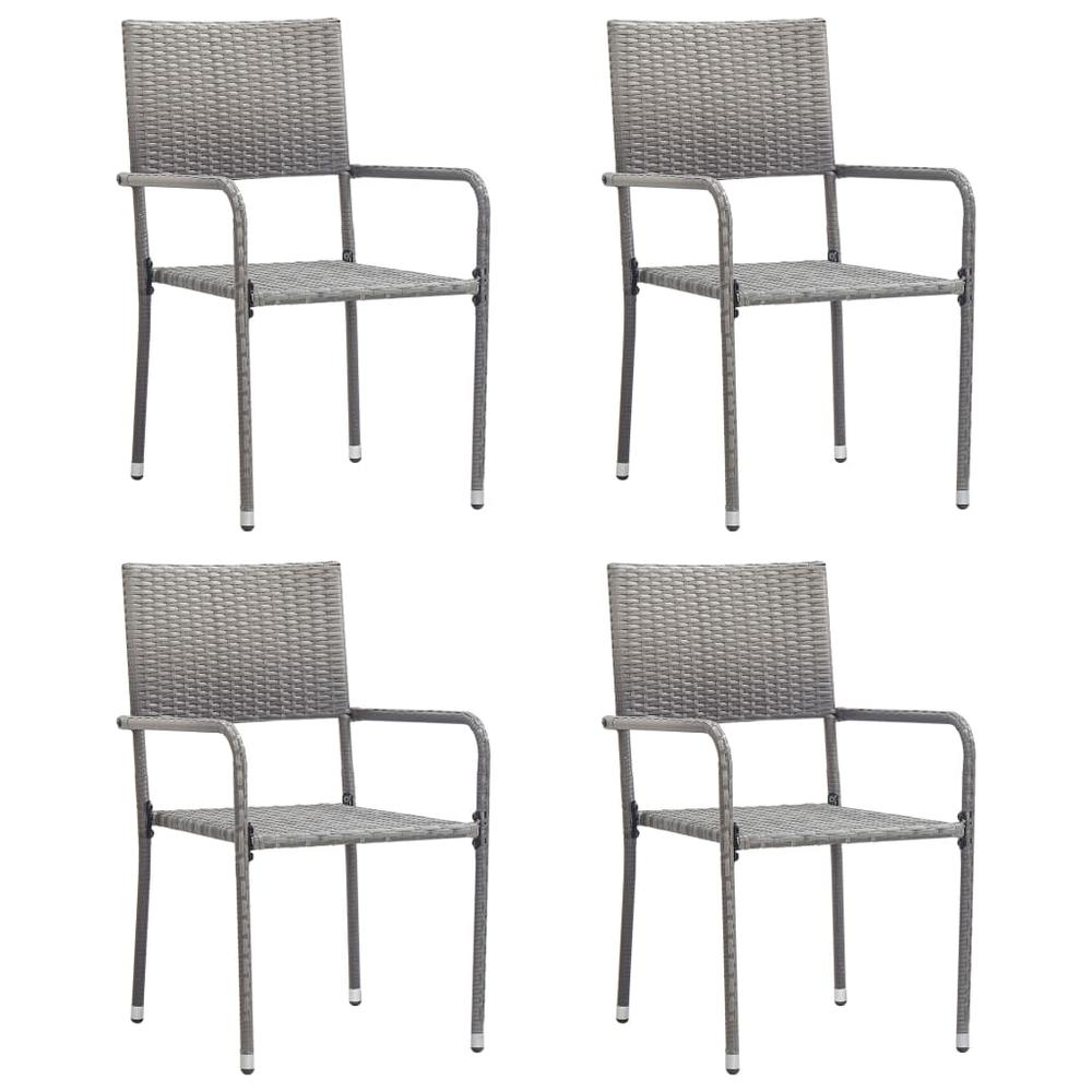 vidaXL Patio Dining Chairs 4 pcs Poly Rattan Anthracite