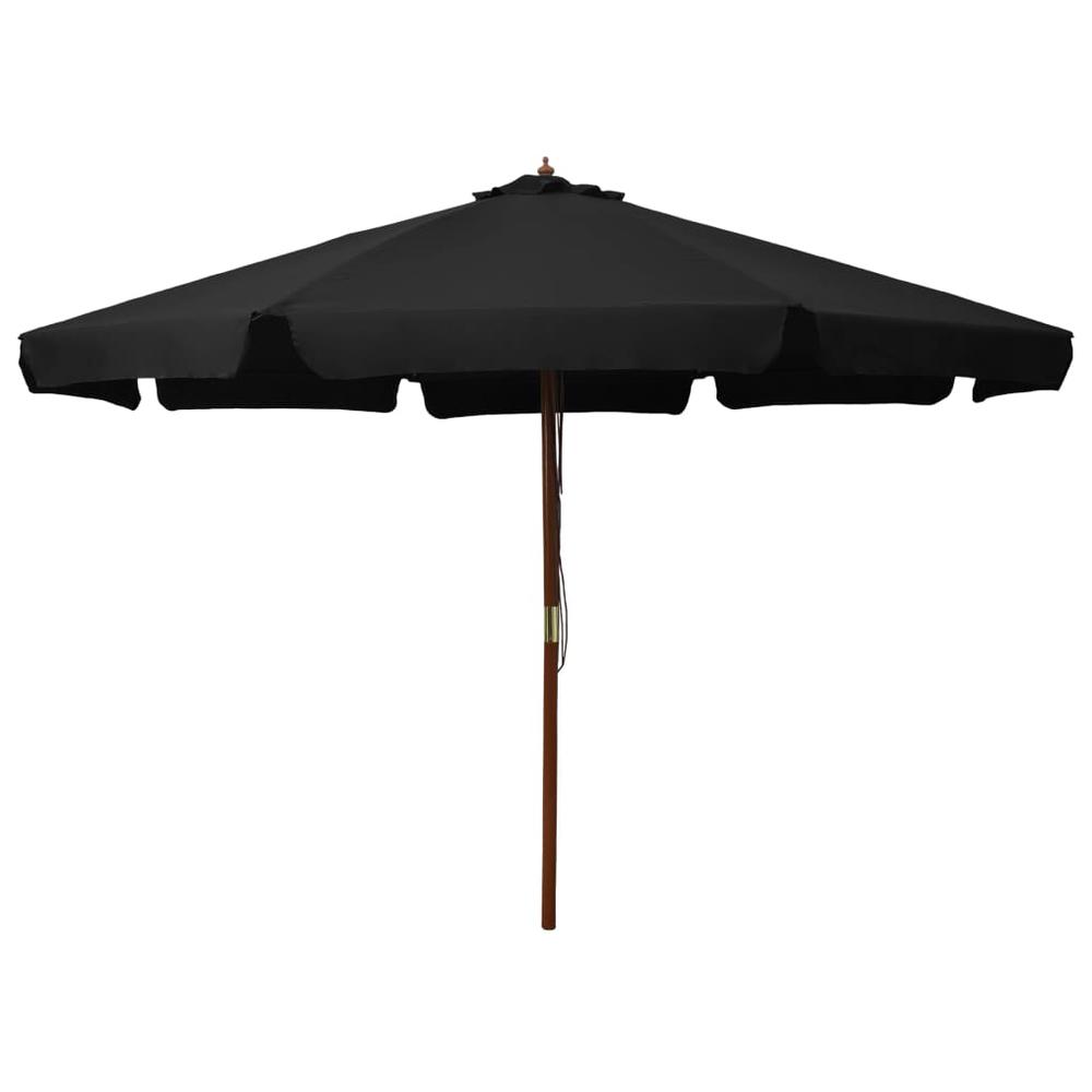 vidaXL Outdoor Parasol with Wooden Pole 129.9" Black