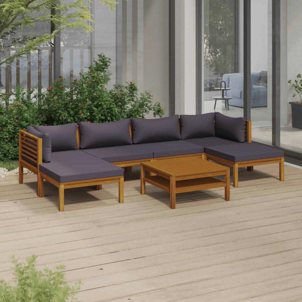 vidaXL 7 Piece Patio Lounge Set with Cushion Solid Acacia Wood, 3086914