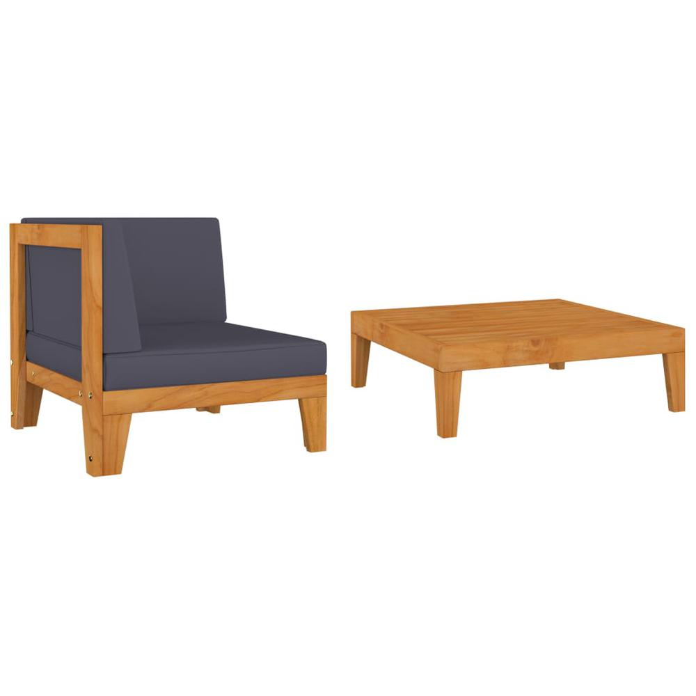 vidaXL 2 Piece Patio Lounge Set with Cushions Solid Acacia Wood, 312147