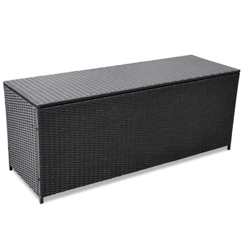 vidaXL Garden Storage Box Black 59"x19.7"x23.6" Poly Rattan, 43134