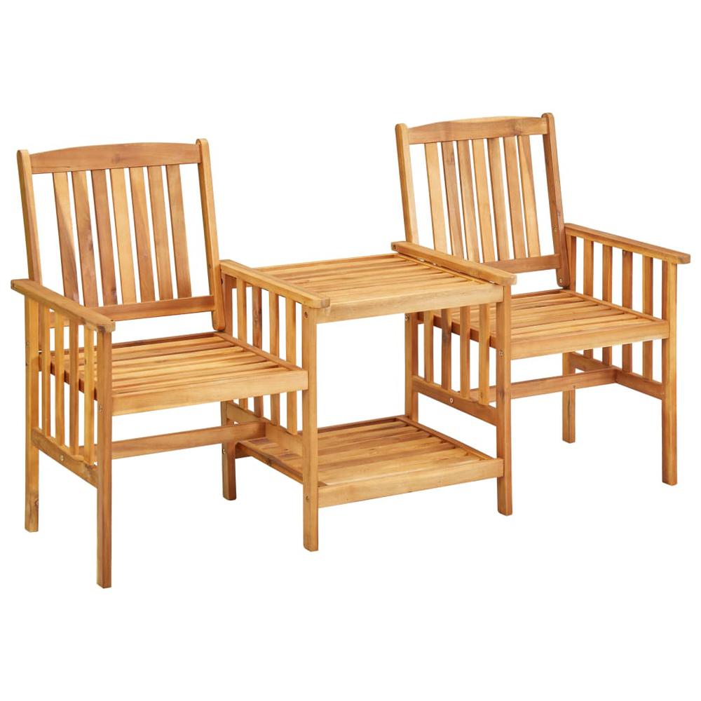 vidaXL Garden Chairs with Tea Table 62.5"x24"x36.2" Solid Acacia Wood, 45933