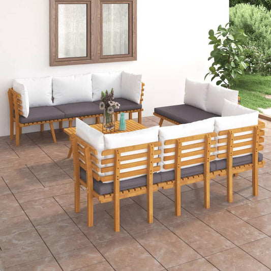 vidaXL 8 Piece Patio Lounge Set with Cushions Solid Acacia Wood, 3087013