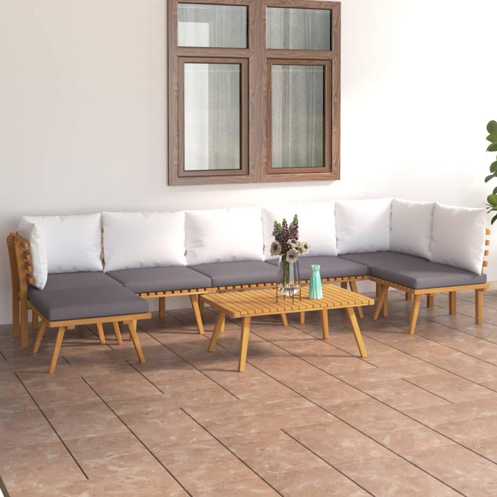 vidaXL 8 Piece Patio Lounge Set with Cushions Solid Acacia Wood, 3087032