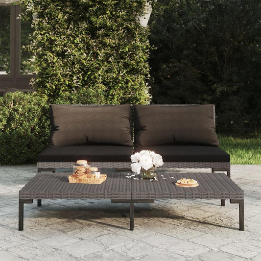 vidaXL Patio Sofas 2pcs with Cushions Half Round Poly Rattan, 318602