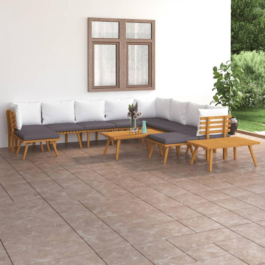 vidaXL 12 Piece Patio Lounge Set with Cushions Solid Acacia Wood, 3087021