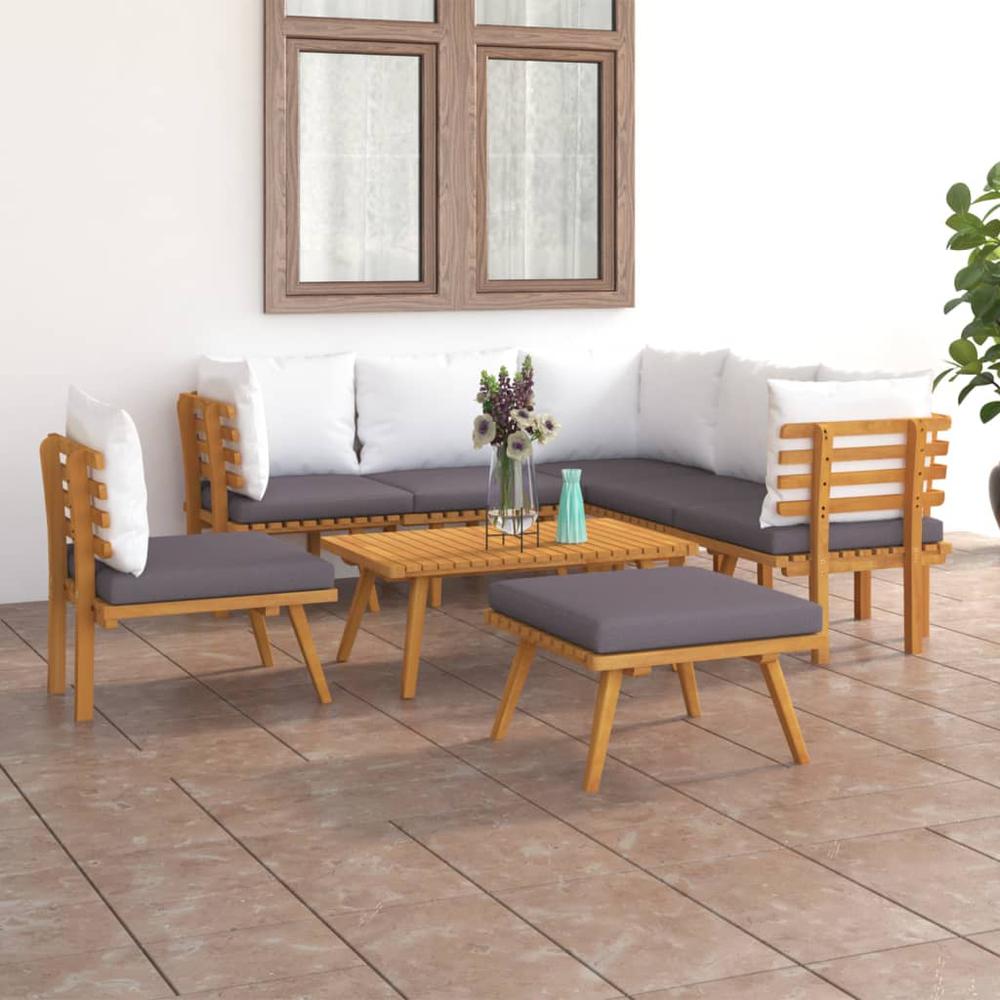 vidaXL 8 Piece Patio Lounge Set with Cushions Solid Acacia Wood, 3087016