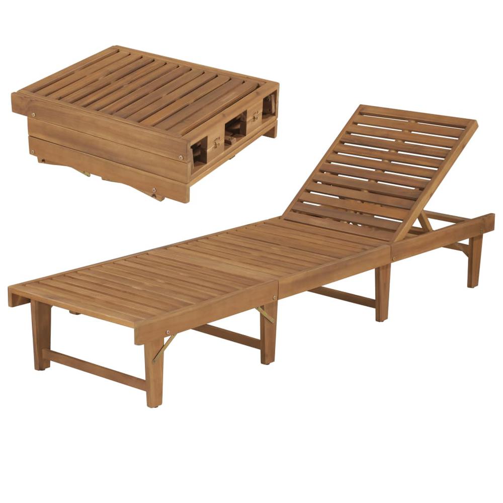 vidaXL Folding Sun Lounger Solid Acacia Wood, 44253