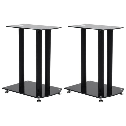 vidaXL Aluminum Speaker Stands 2 pcs Black Safety Glass, 50911