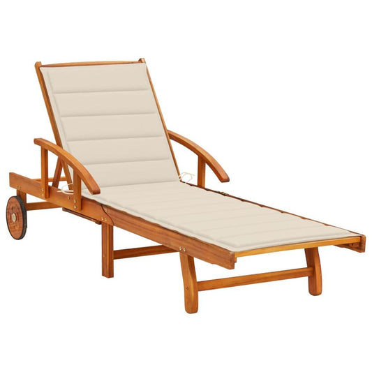 vidaXL Patio Sun Lounger with Cushion Solid Acacia Wood, 3061604