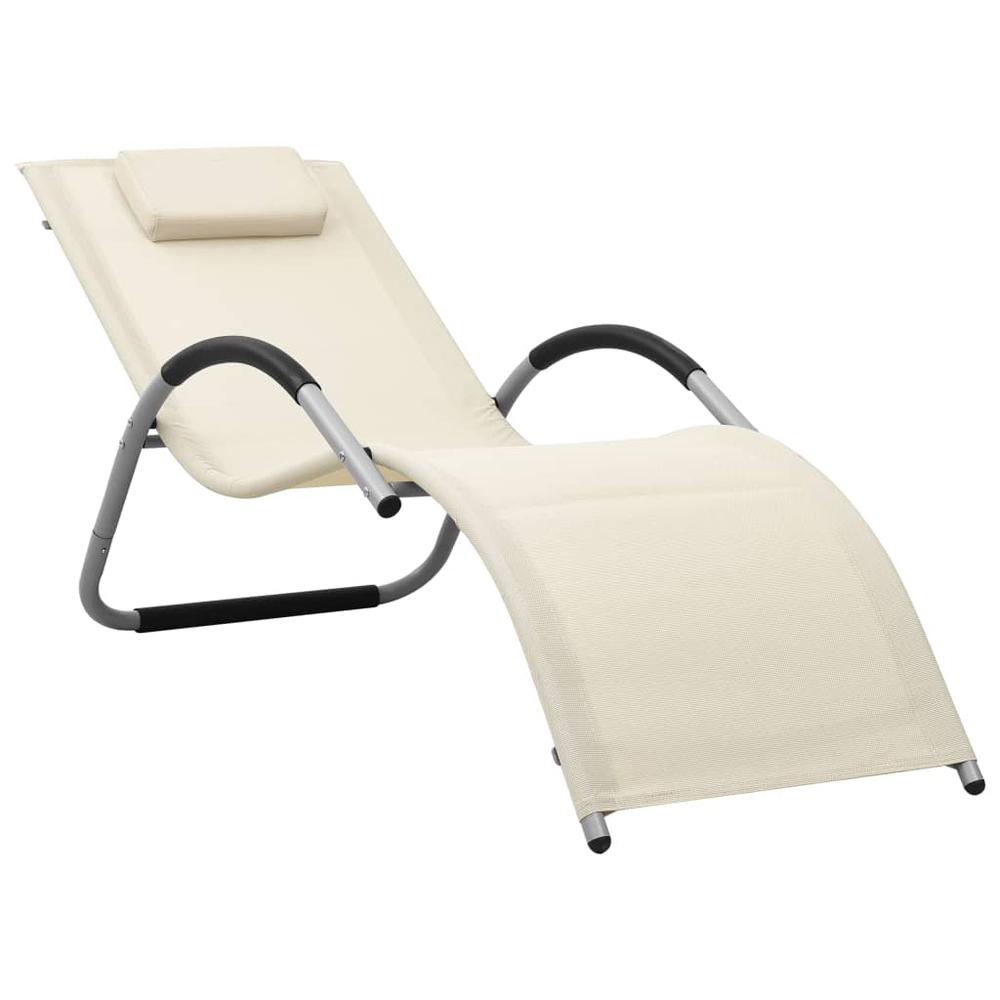 vidaXL Sun Lounger Textilene Cream and Gray, 310514