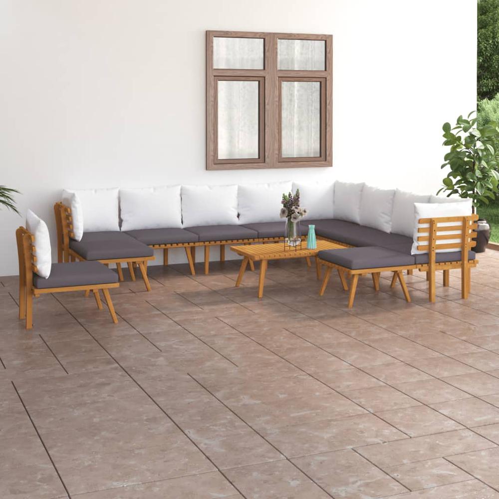 vidaXL 12 Piece Patio Lounge Set with Cushions Solid Acacia Wood, 3087020