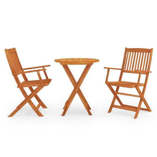 vidaXL 3 Piece Folding Patio Dining Set Solid Eucalyptus Wood