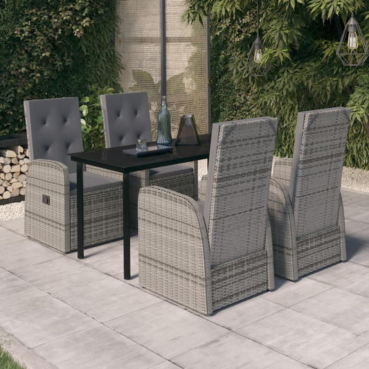 vidaXL 5 Piece Patio Dining Set with Cushions Gray, 3099475