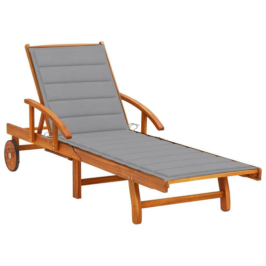 vidaXL Patio Sun Lounger with Cushion Solid Acacia Wood, 3061603