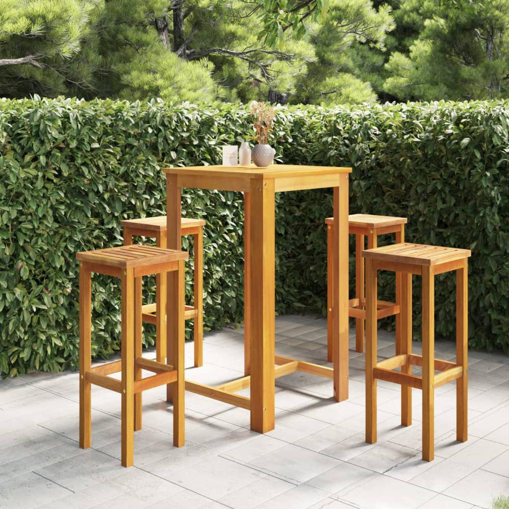 vidaXL 5 Piece Patio Bar Set Solid Acacia Wood, 3116015