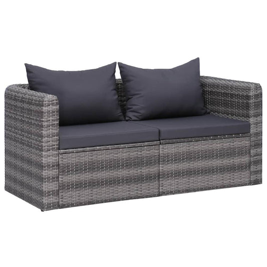 vidaXL Garden Corner Sofas 2 pcs Gray Poly Rattan, 44162