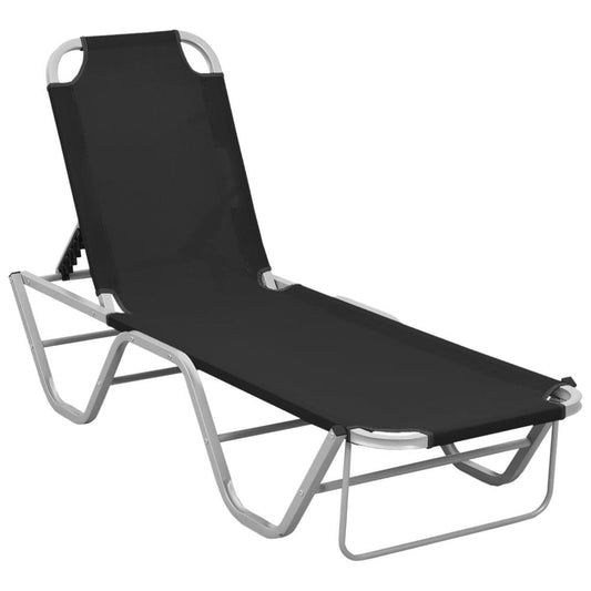 vidaXL Sun Lounger Aluminum and Textilene Black