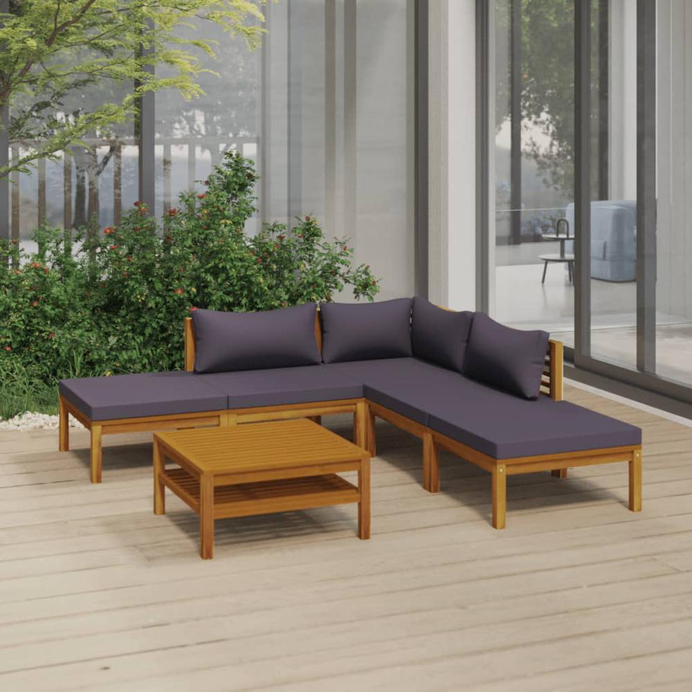 vidaXL 6 Piece Patio Lounge Set with Cushion Solid Acacia Wood, 3086892