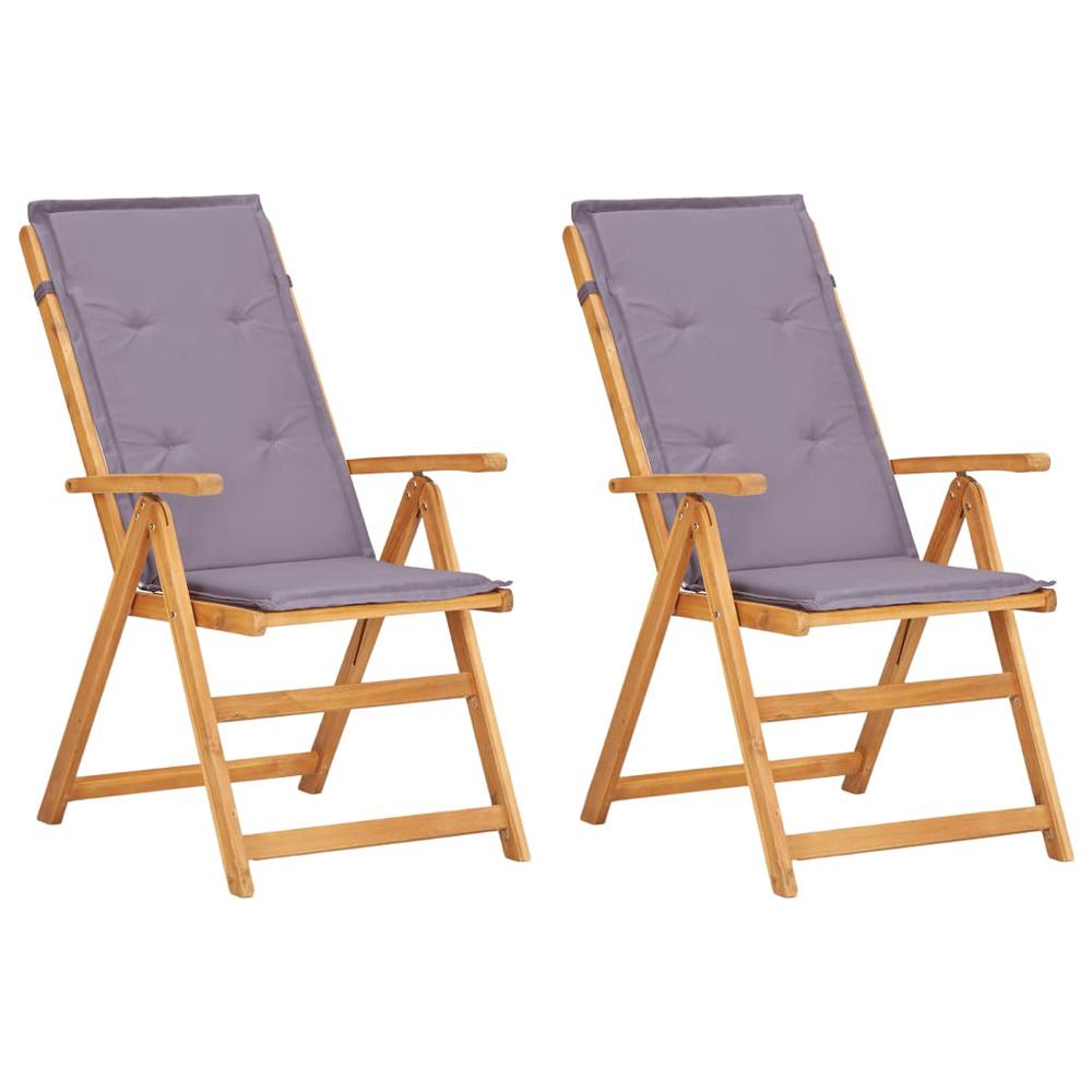 vidaXL Reclining Garden Chairs 2 pcs Brown Solid Acacia Wood, 45936