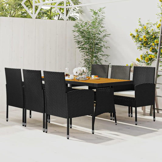 vidaXL 7 Piece Patio Dining Set Poly Rattan Black, 3120108