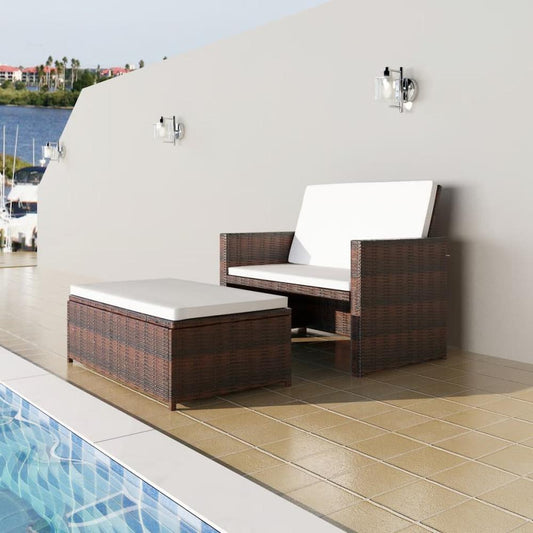 vidaXL Garden Sofa Poly Rattan Brown, 43070