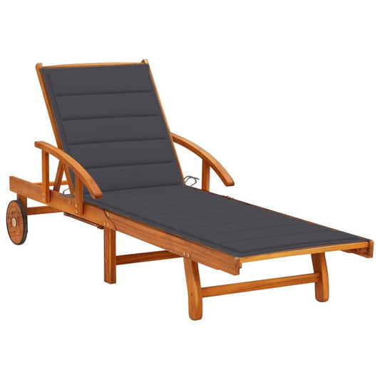 vidaXL Patio Sun Lounger with Cushion Solid Acacia Wood, 3061602