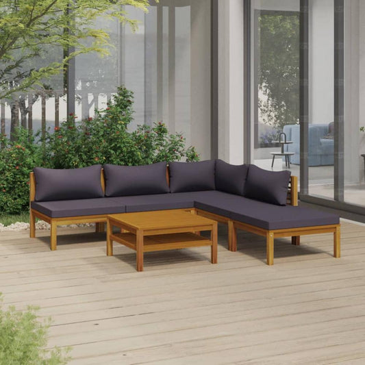 vidaXL 6 Piece Patio Lounge Set with Cushion Solid Acacia Wood, 3086916