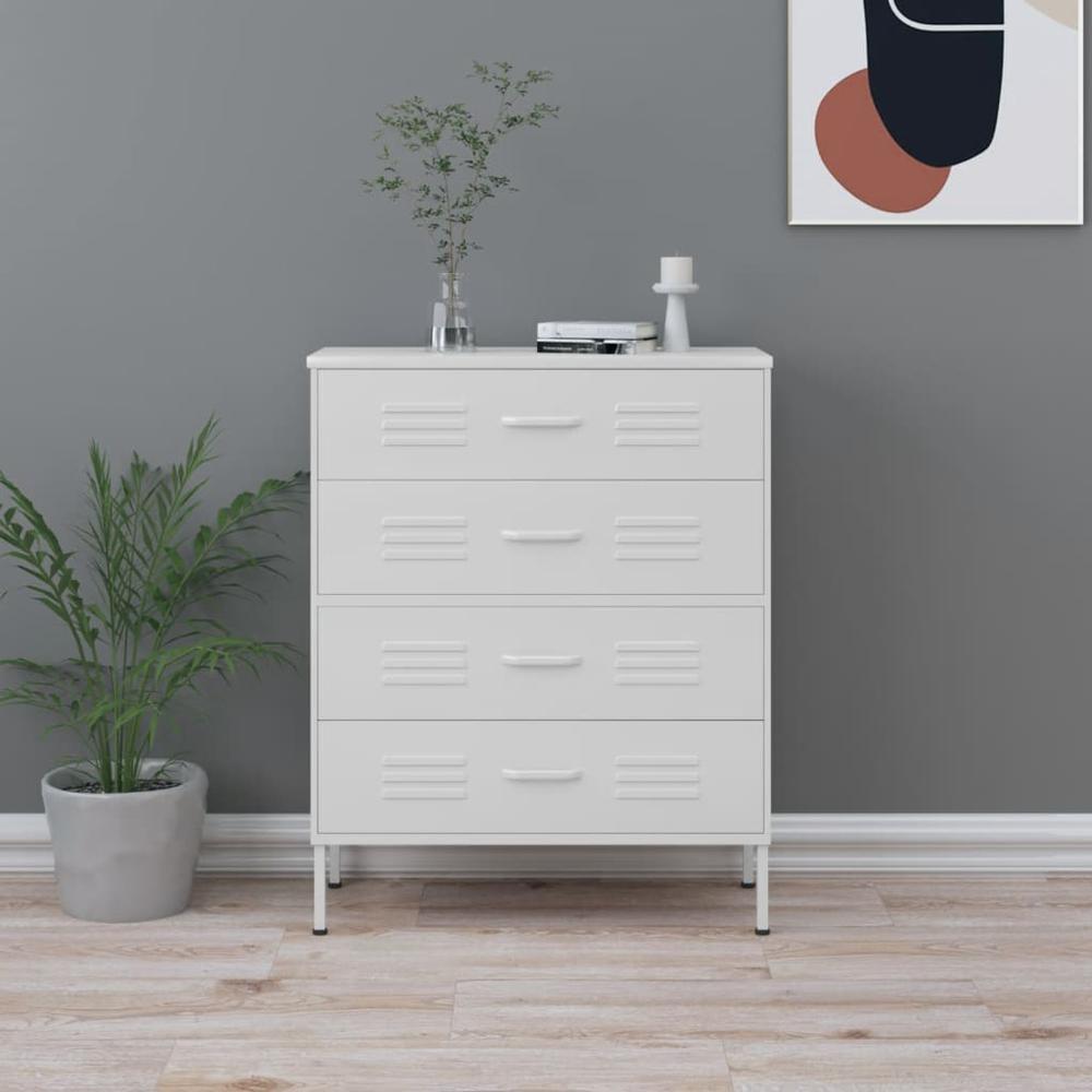 vidaXL Chest of Drawers White 31.5"x13.8"x40" Steel