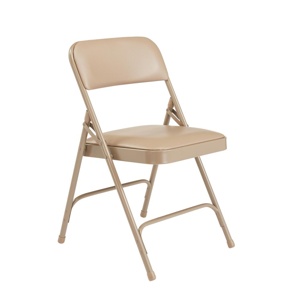 NPS¬Æ 1200 Series Premium Vinyl Upholstered Double Hinge Folding Chair, French Beige (Pack of 4)