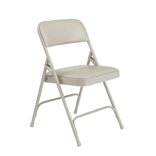 NPS¬Æ 1200 Series Premium Vinyl Upholstered Double Hinge Folding Chair, Warm Grey (Pack of 4)