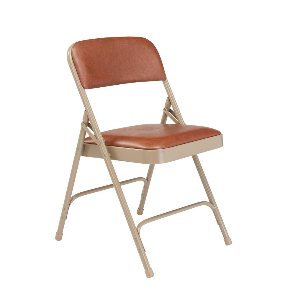 NPS¬Æ 1200 Series Premium Vinyl Upholstered Double Hinge Folding Chair, Honey Brown (Pack of 4)