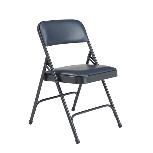 NPS¬Æ 1200 Series Premium Vinyl Upholstered Double Hinge Folding Chair, Dark Midnight Blue (Pack of 4)