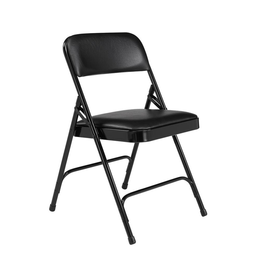 NPS¬Æ 1200 Series Premium Vinyl Upholstered Double Hinge Folding Chair, Caviar Black (Pack of 4)